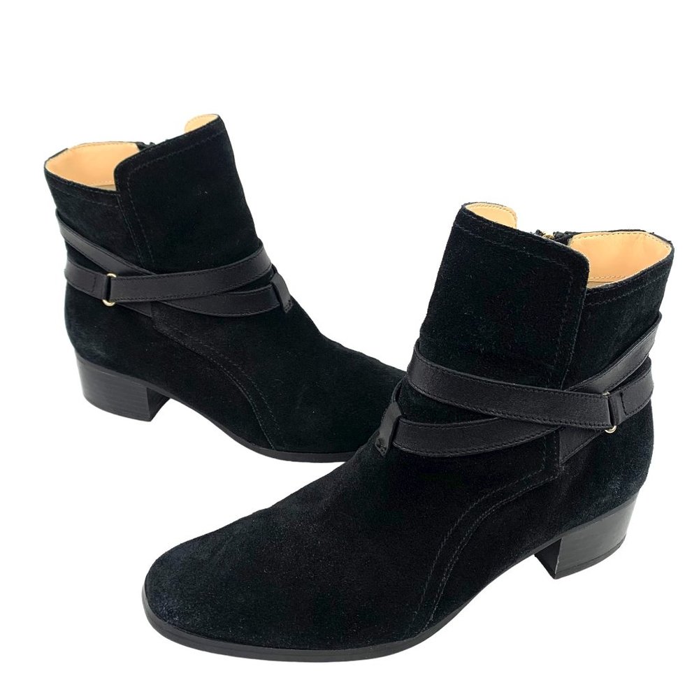 C. WONDER Taylor ‎ Black Suede Strap Accent Ankle Boots